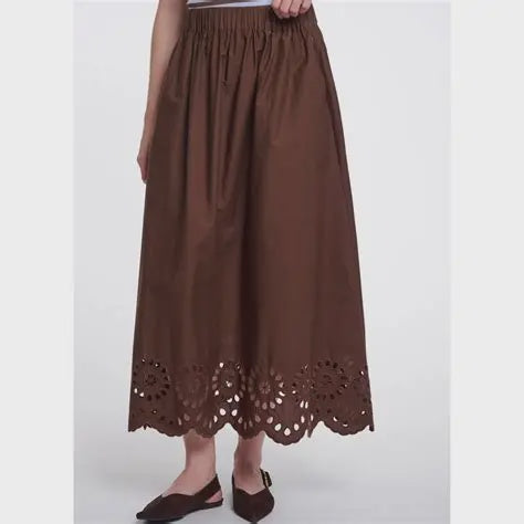 Asse Midi Skirt - Dark Brown - Size 10