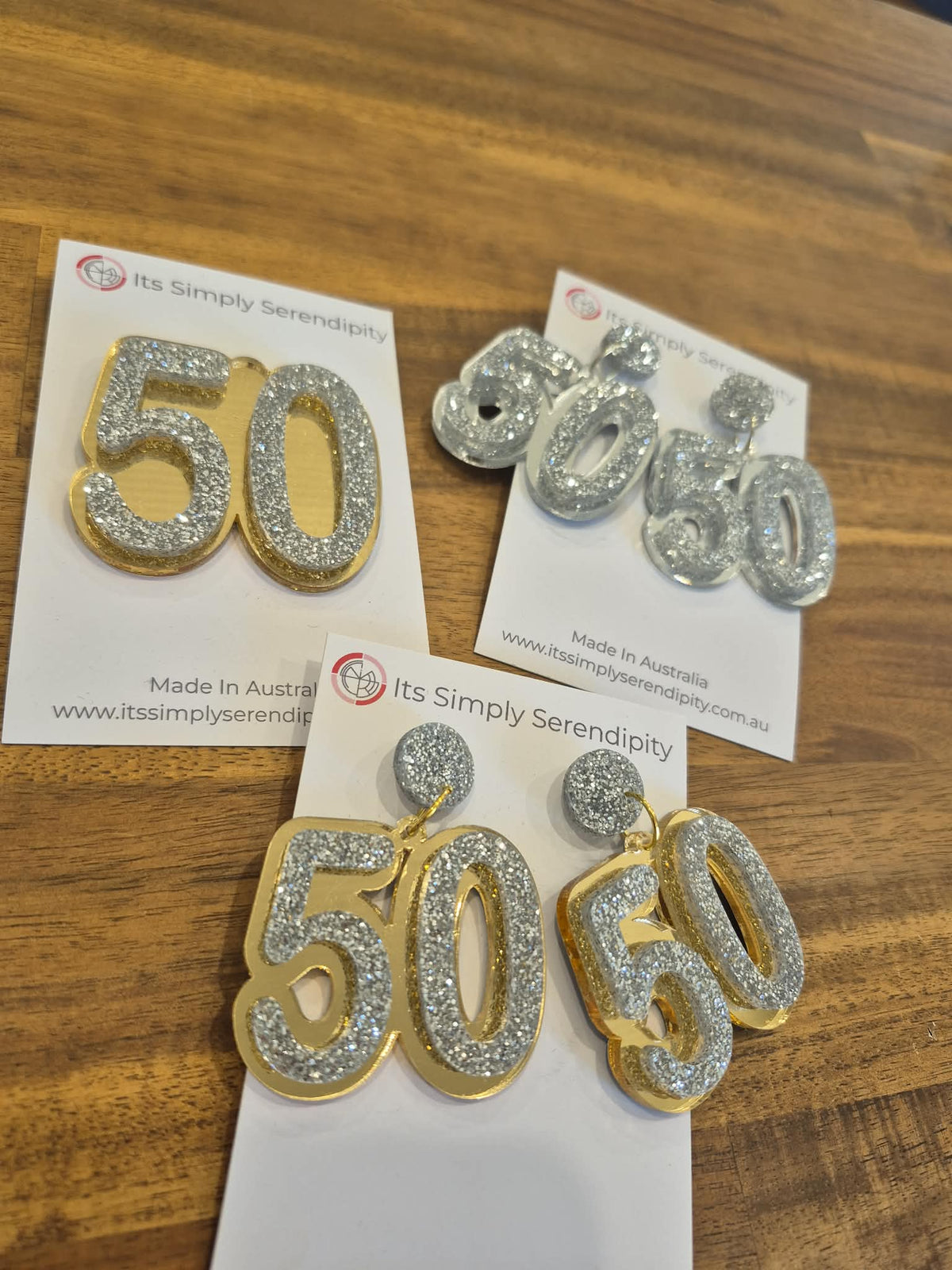 50 Birthday Earrings Silver / Silver