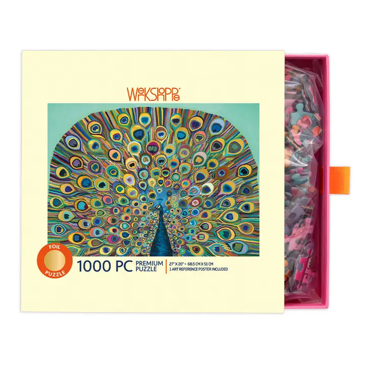 1000 Pc Puzzle - Gold Peacock - Slip Box