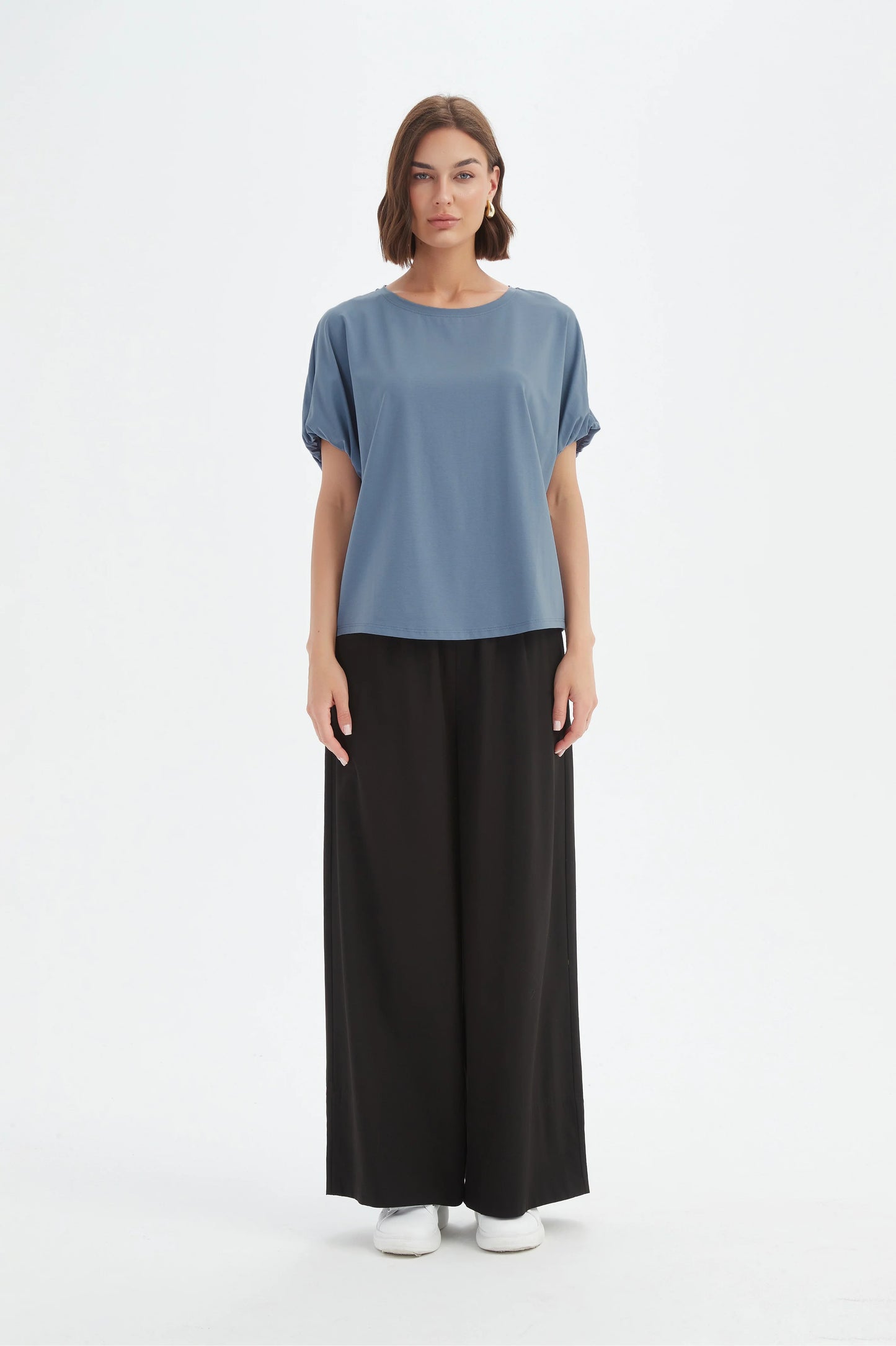 Bubble Sleeve Tee - Steel Blue