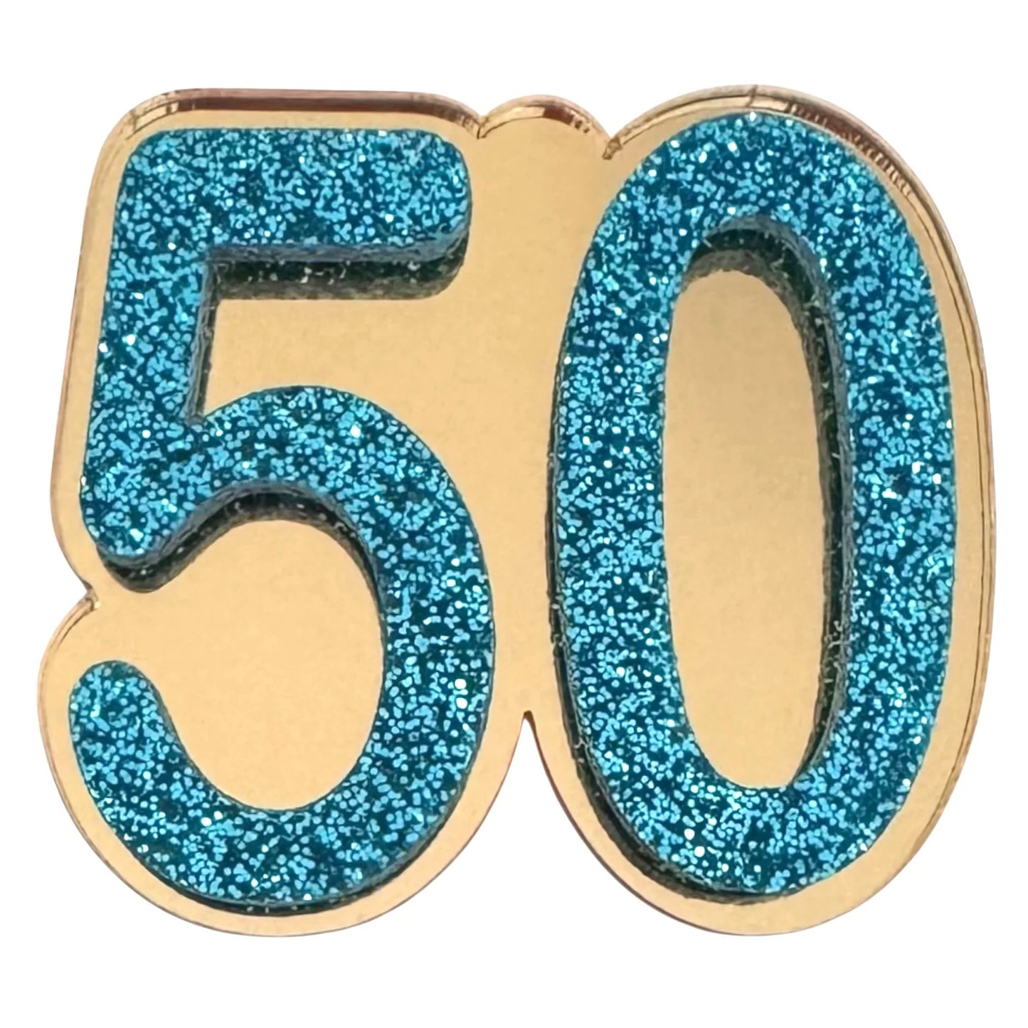 50 Birthday Brooch (Gold / Aqua)