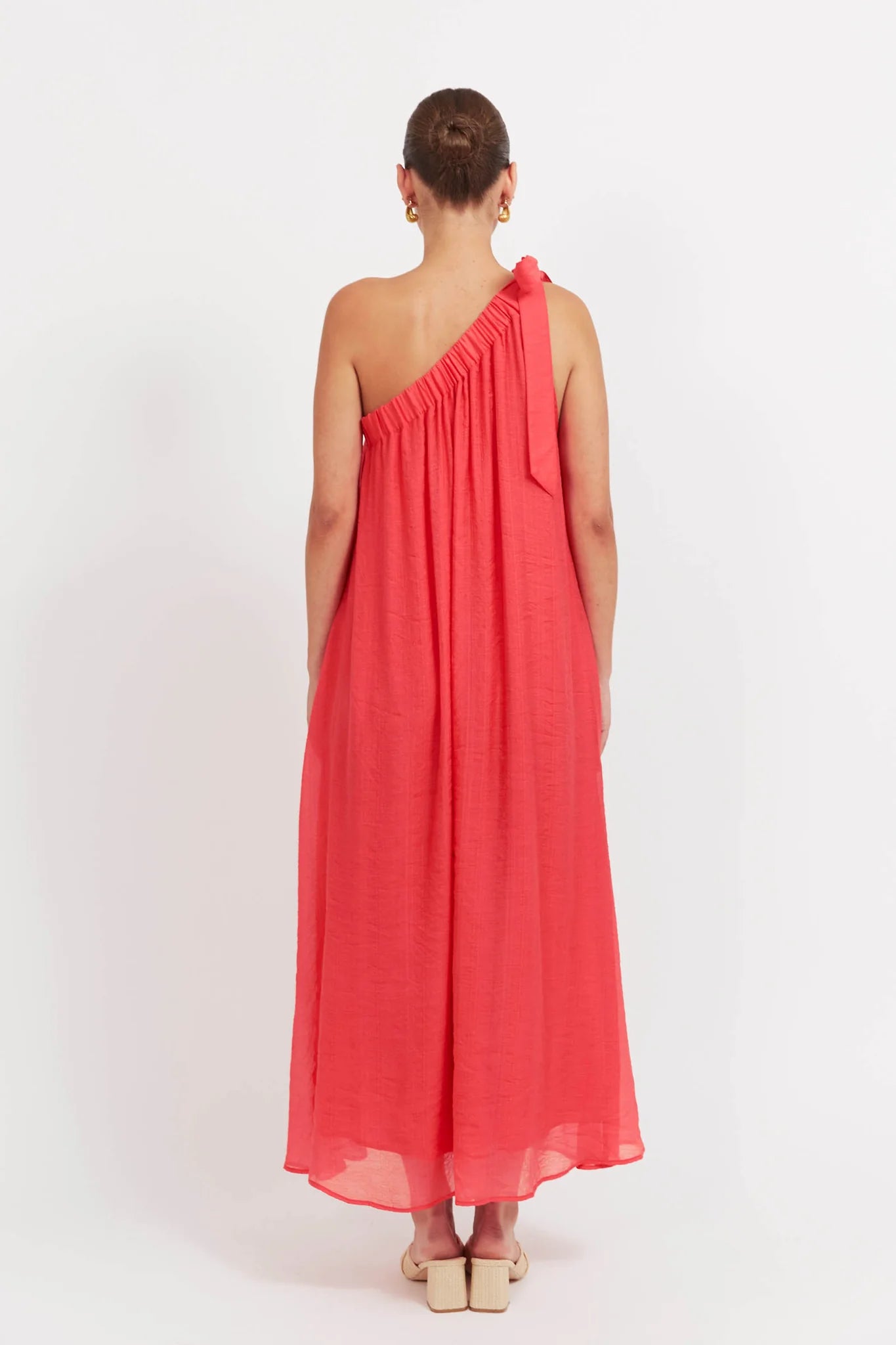 Baja One Shoulder Dress Punch