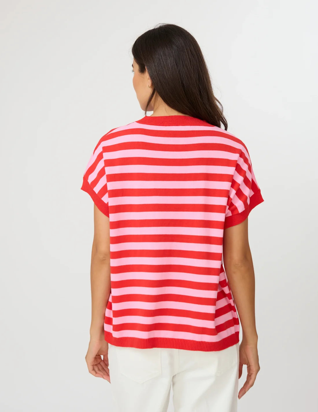 Gwen Tee - Pink / Red Stripe