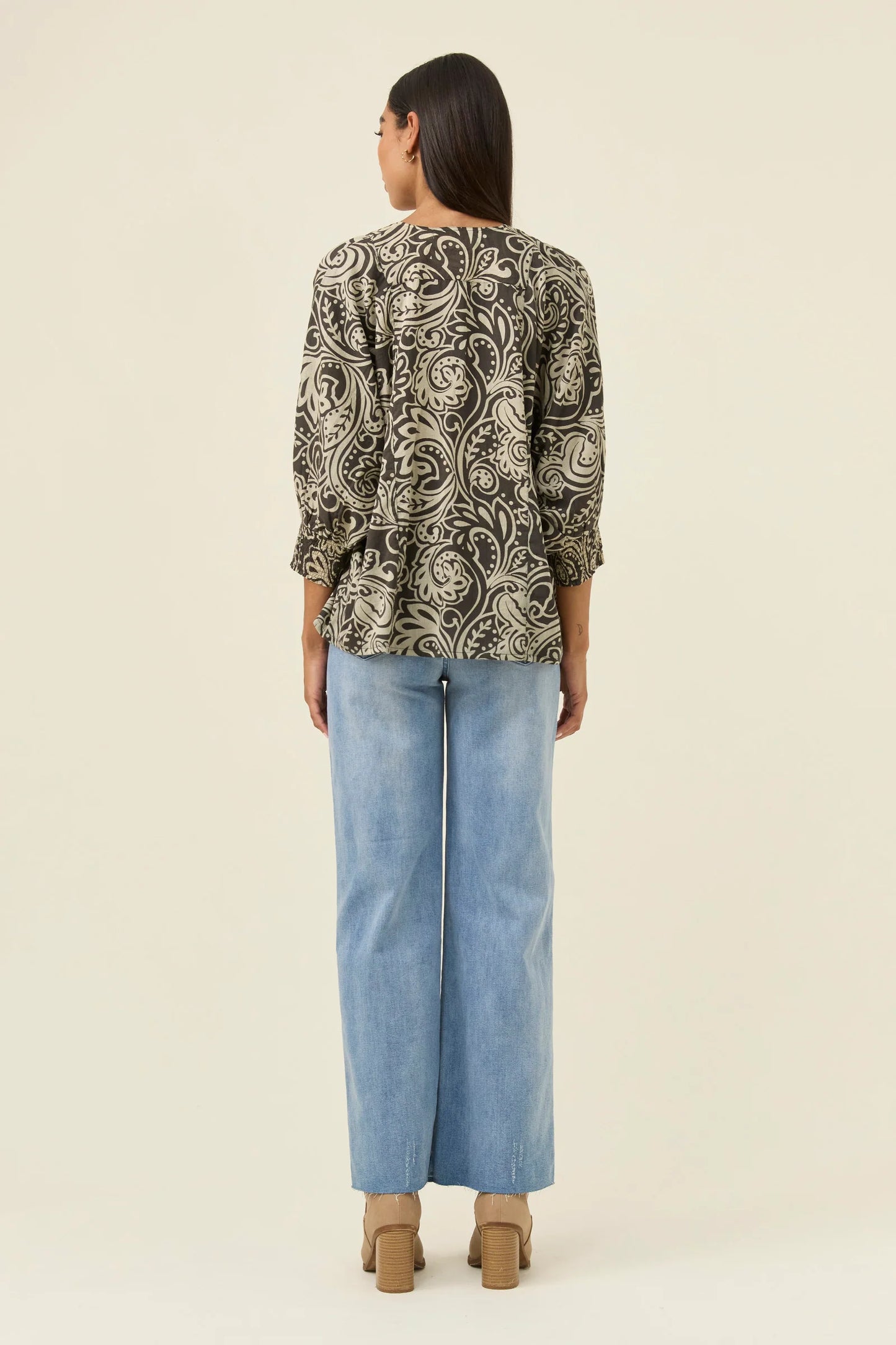 Wilma Top - Stone Paisley