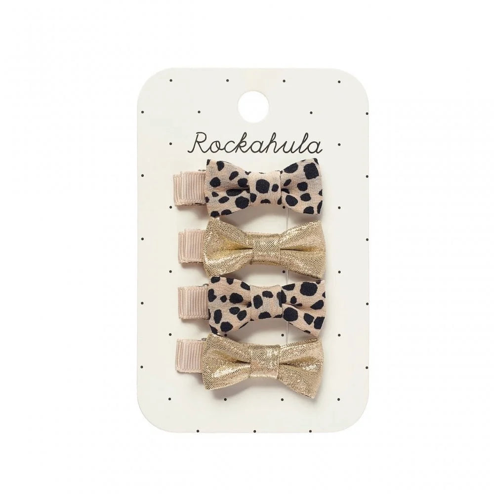 Leopard Shimmer Mini Bow Clip Set