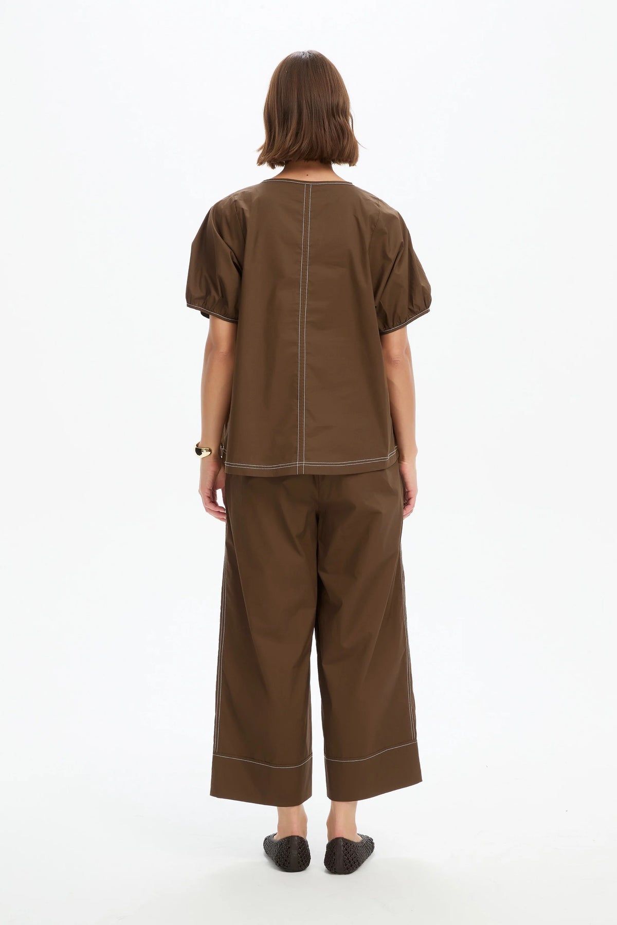 Bishop Sleeve Contrast Top