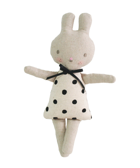Linen Bonnie Bunny Rattle Black Spot