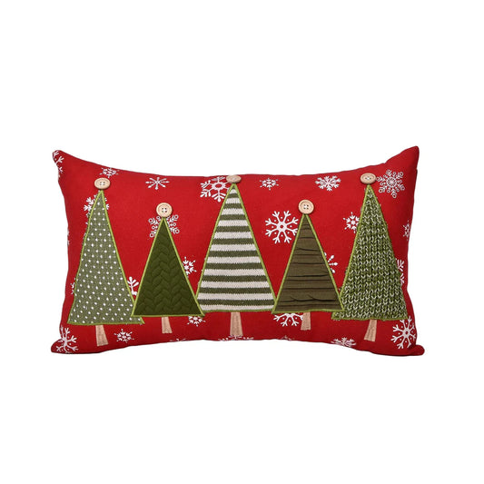 Christmas Cushion with Embroidered Xmas Tree