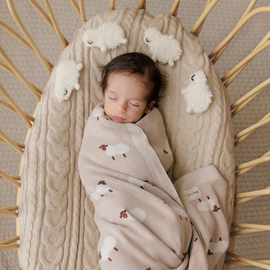 100% Cotton Baby Blanket - Sheep Taupe