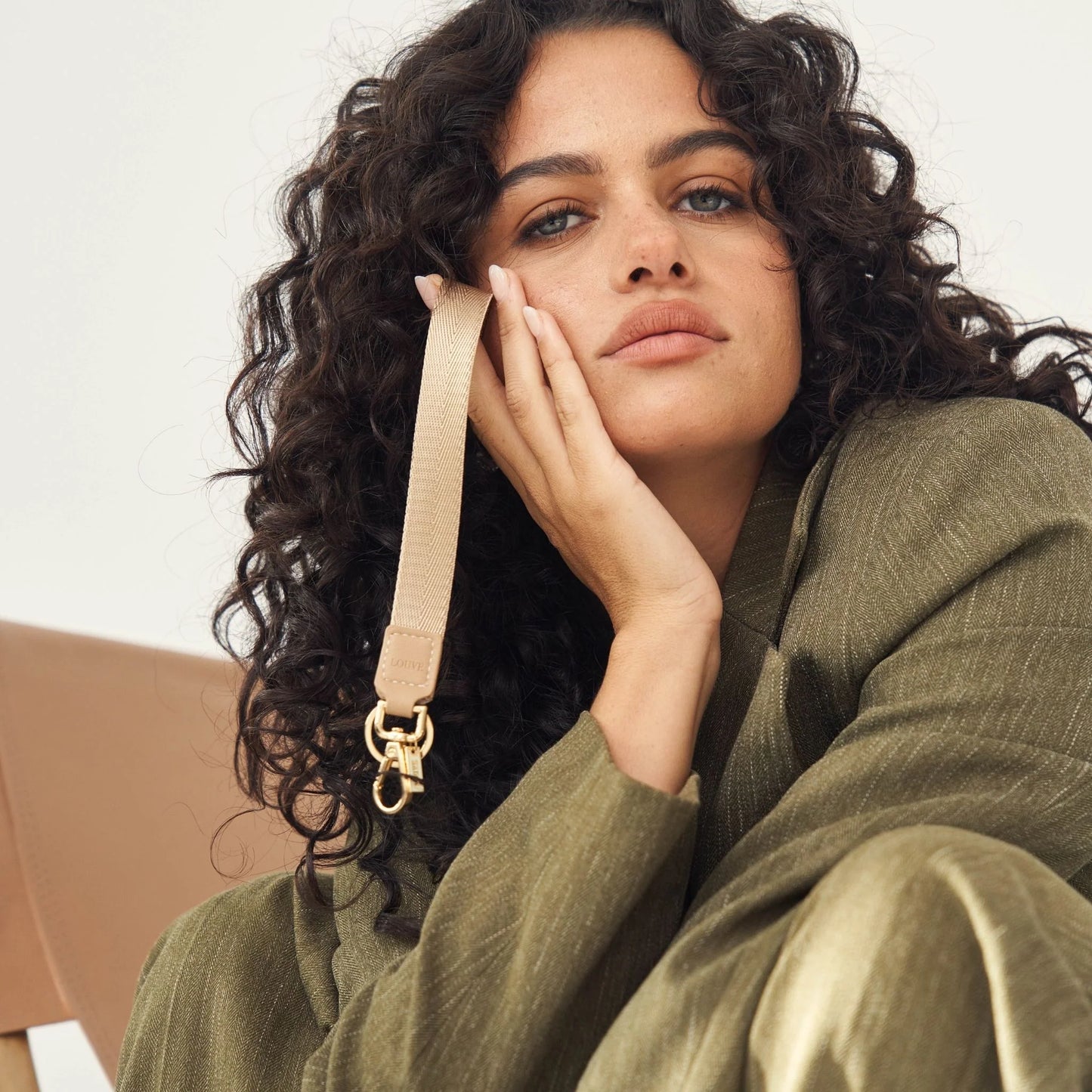 Key Chain | Vera Beige Leather & Nylon