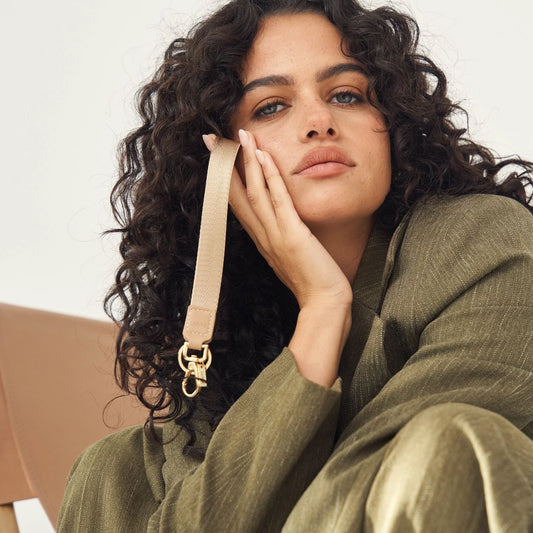 Key Chain | Vera Beige Leather & Nylon