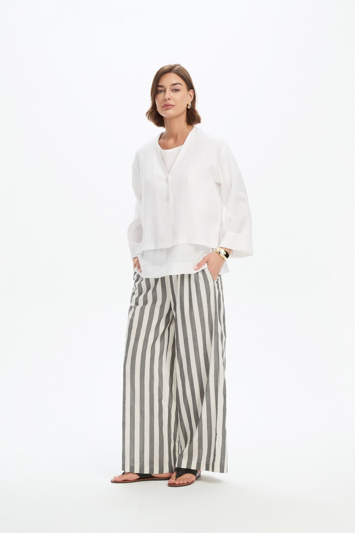 Relaxed Linen Cardi - White