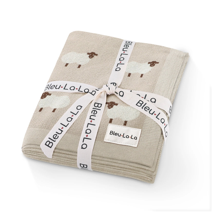 100% Cotton Baby Blanket - Sheep Taupe