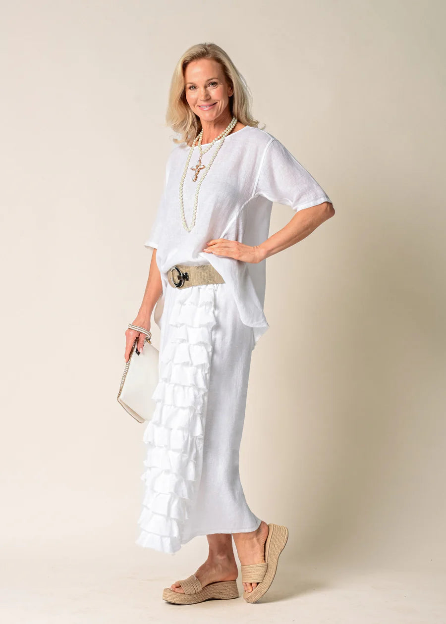 Eve Linen Skirt White