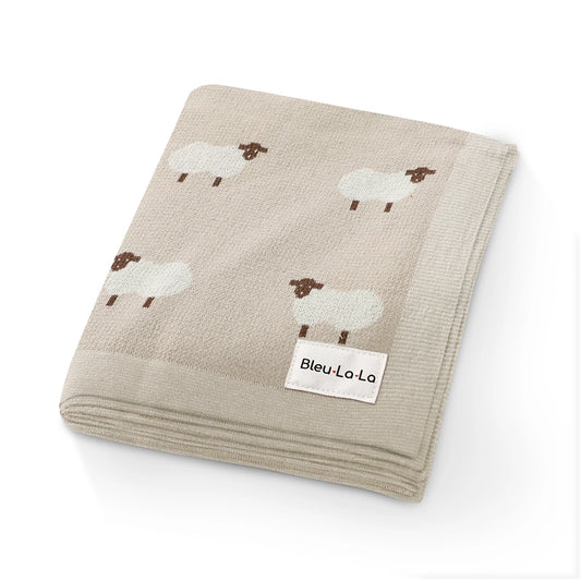 100% Cotton Baby Blanket - Sheep Taupe