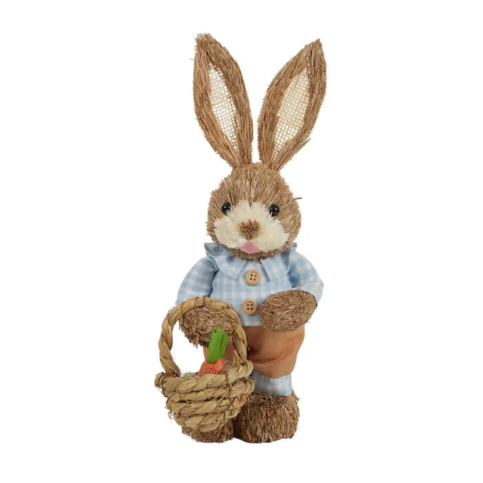 Percy Bunny w Basket Straw 13x33cm Blu