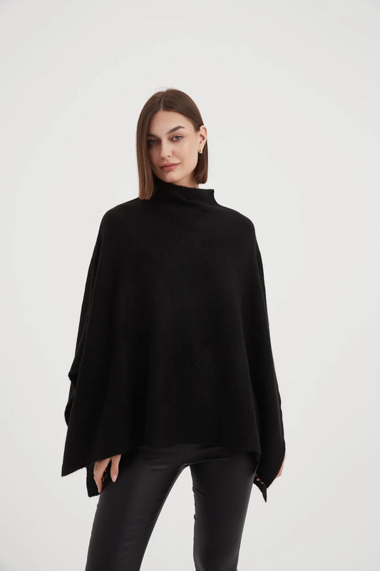 Funnel Neck Shawl Black (One Size)