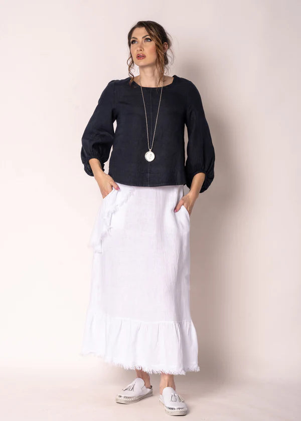 “Gessica Linen Skirt White