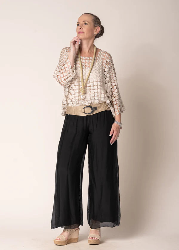 Carera Woven Metallic Top Latte  (One Size)