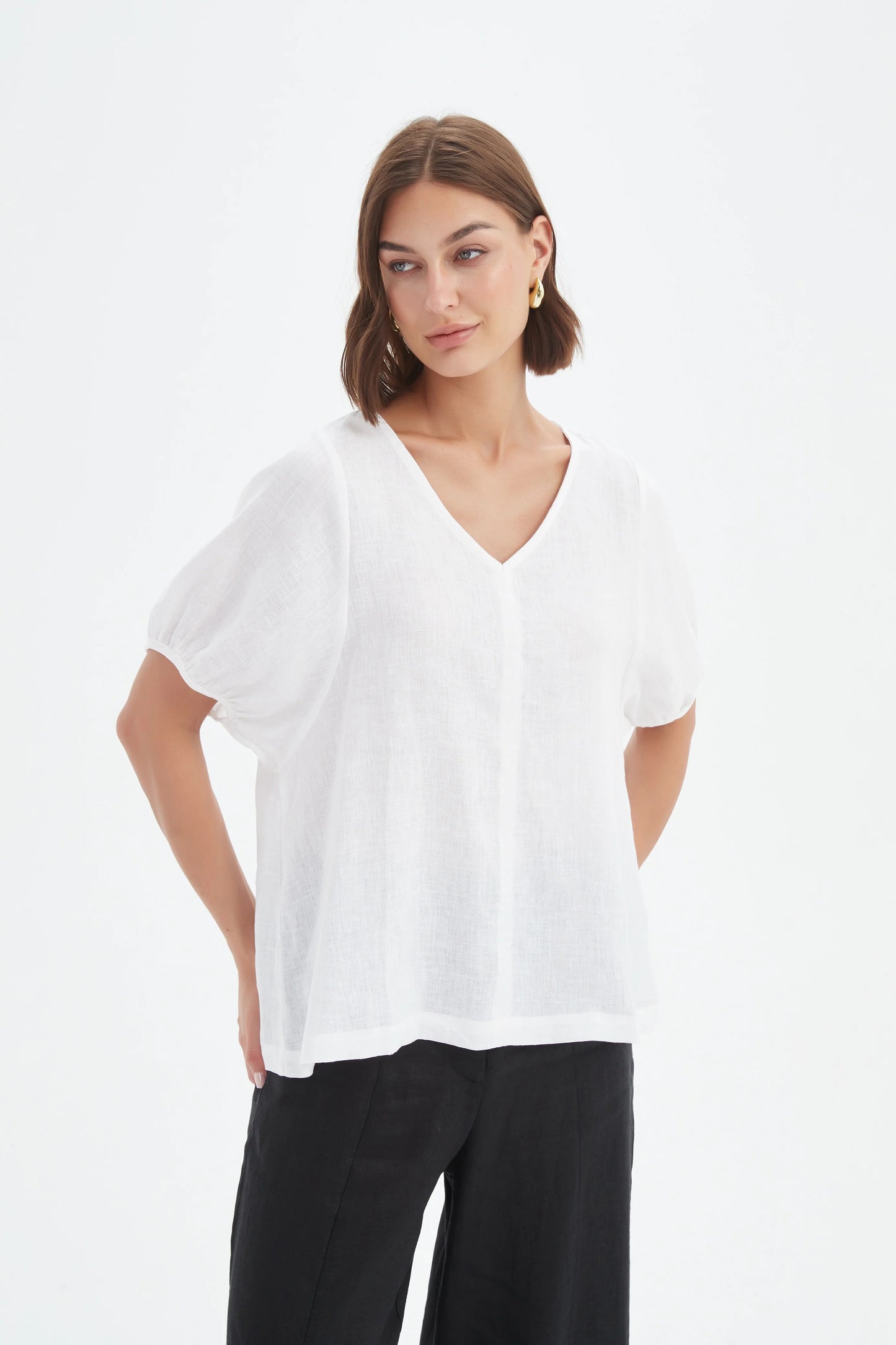Bishop Sleeve Top - White