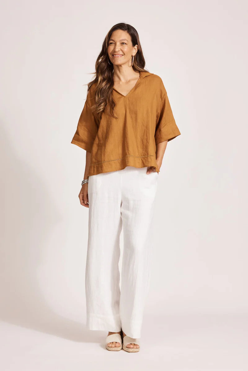 Miramar Collared Top Camel