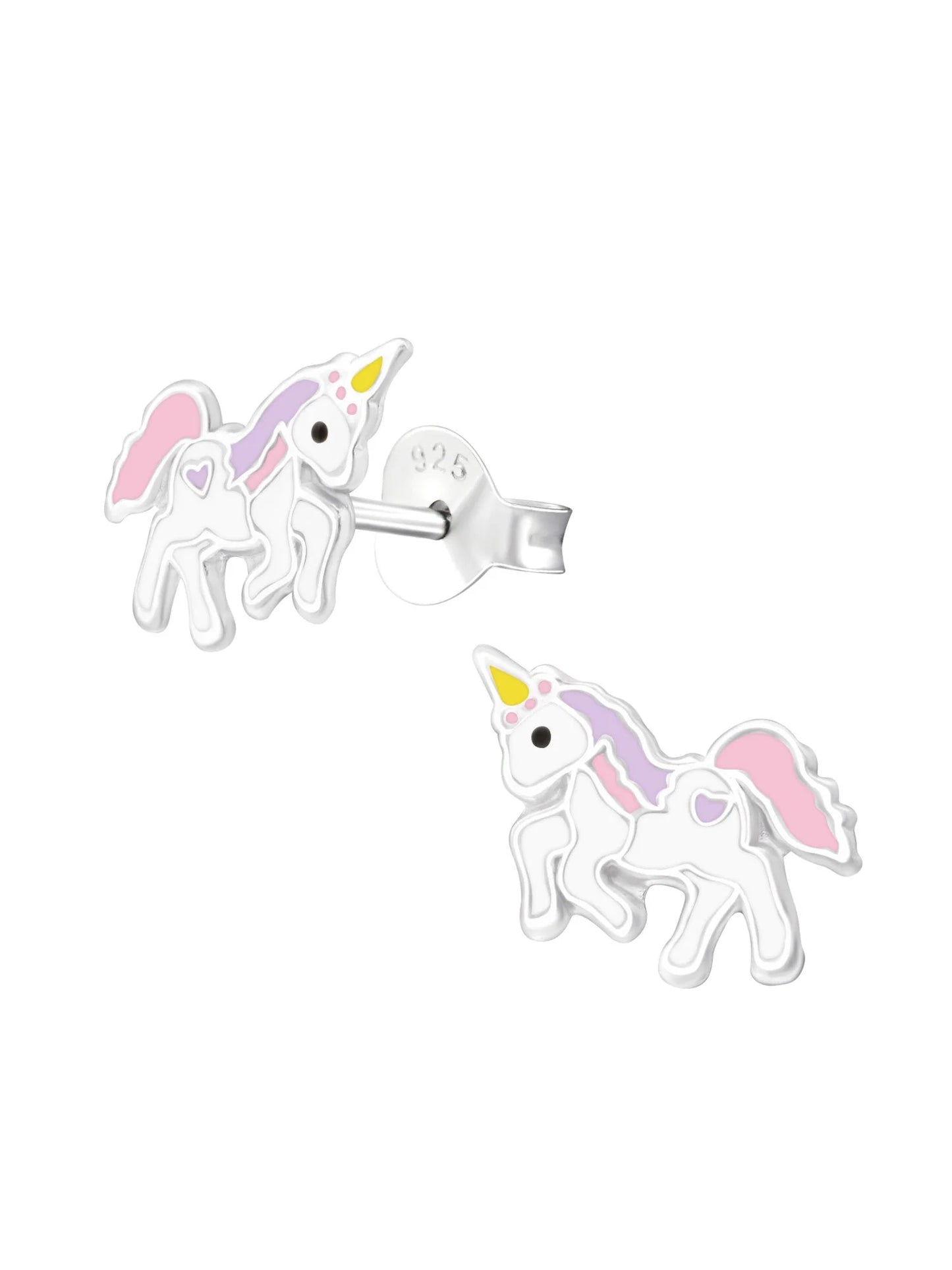 Silver Unicorn Stud Earrings - Epoxy