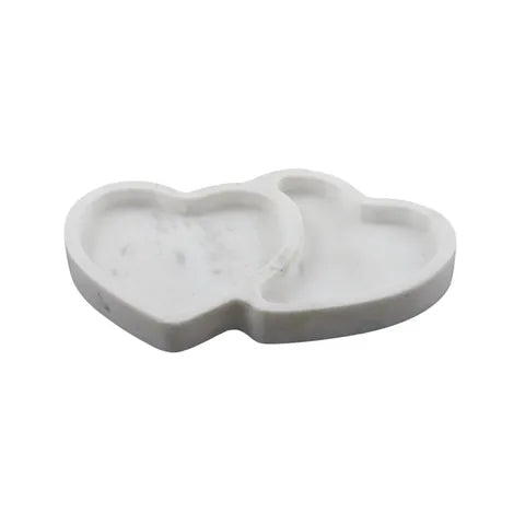 Hearts Marble Trinket Tray 18x10cm White