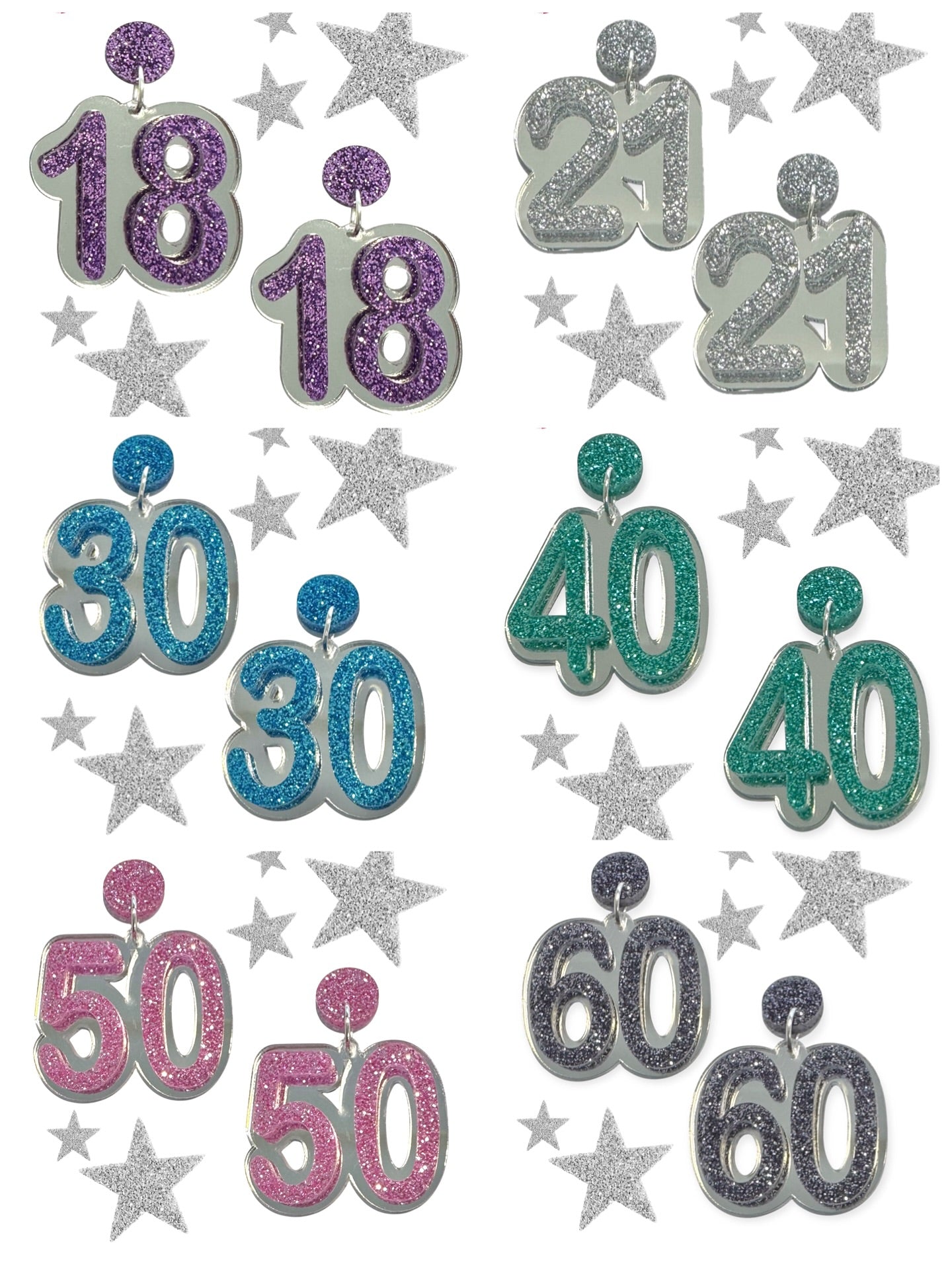 21 Birthday Earrings (Gold / Aqua)
