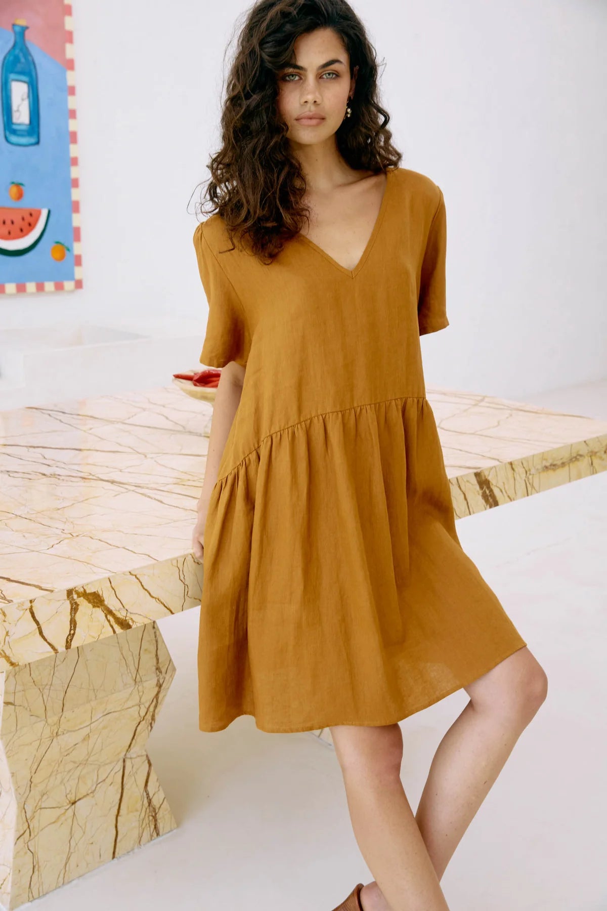 Miramar Midi Dress - Caramel