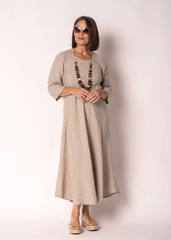 Brontie Linen Dress Latte