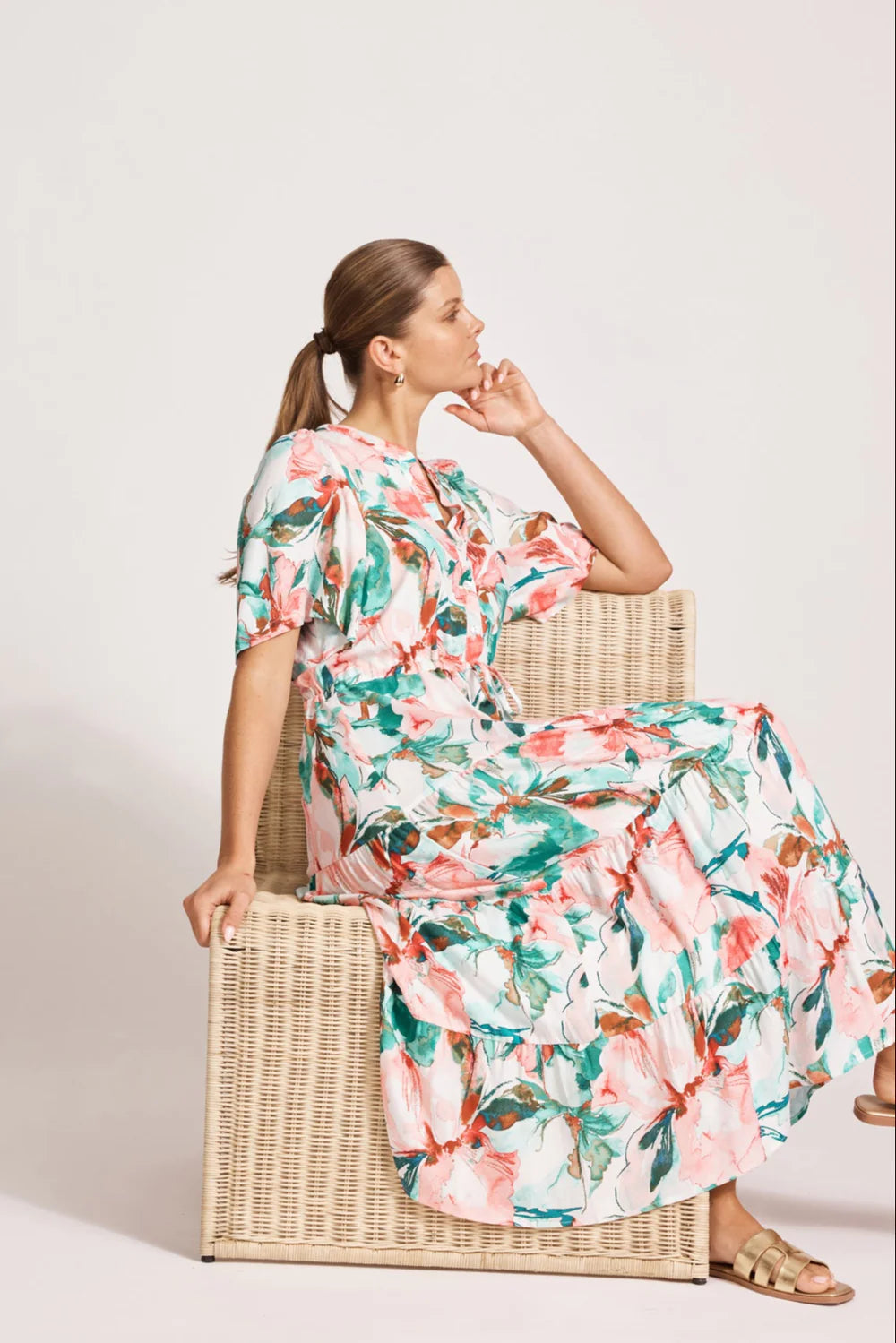 Alegria Tiered Maxi Dress - Estate