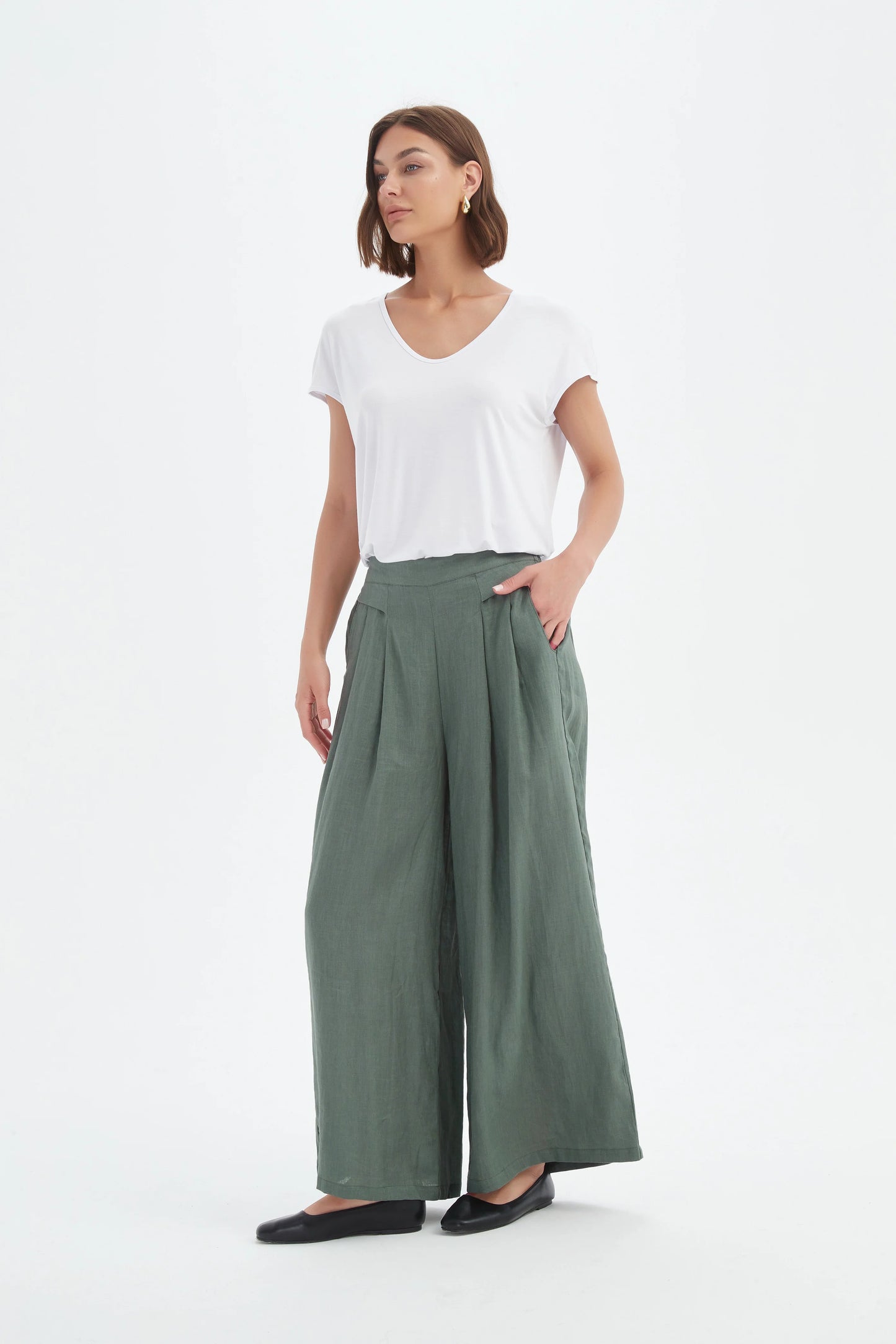 Pleat Front Palazzo Pant Petrol