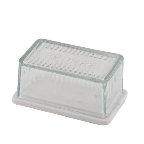French Theme Glass Butter Dish