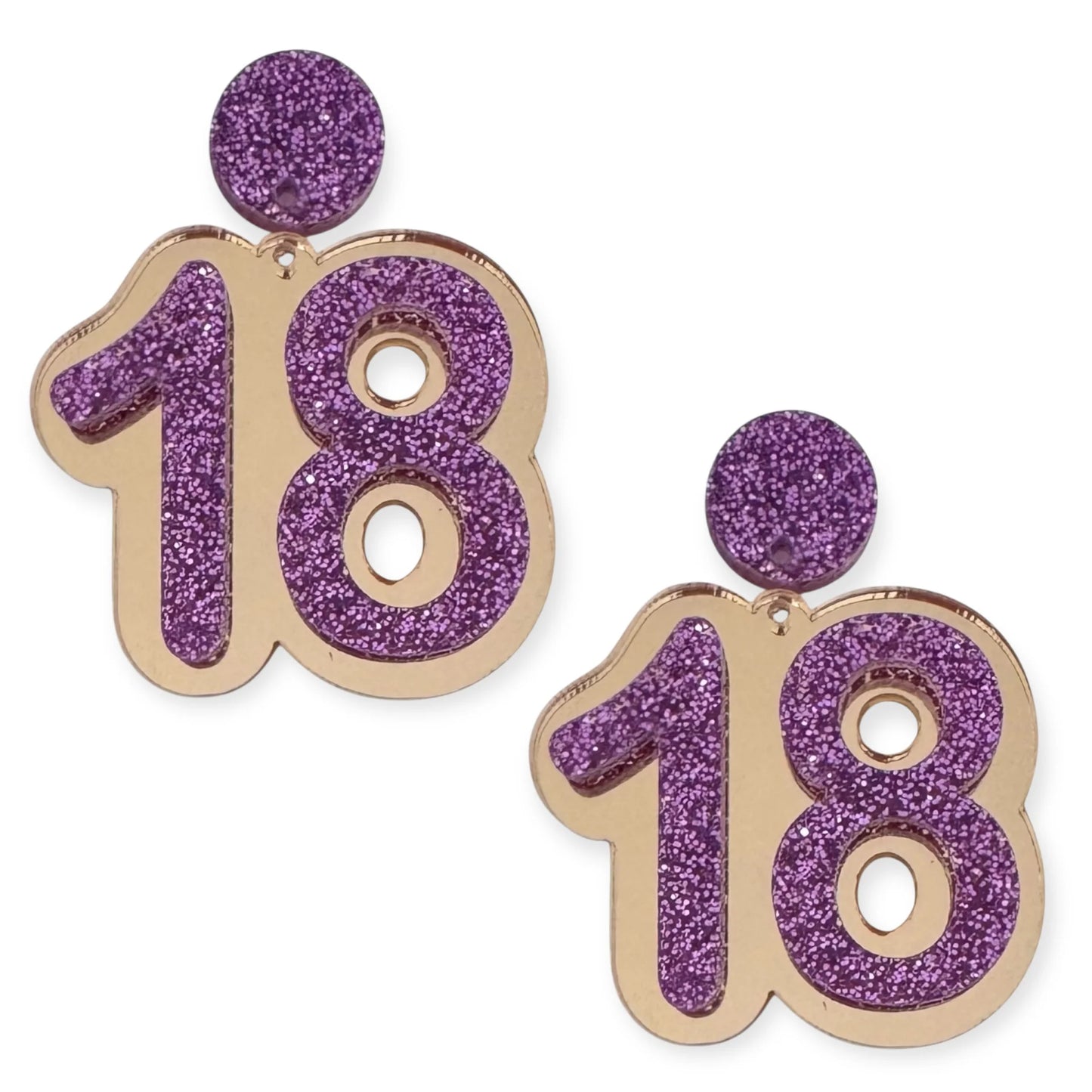 18 Birthday Earrings (Silver / Purple)