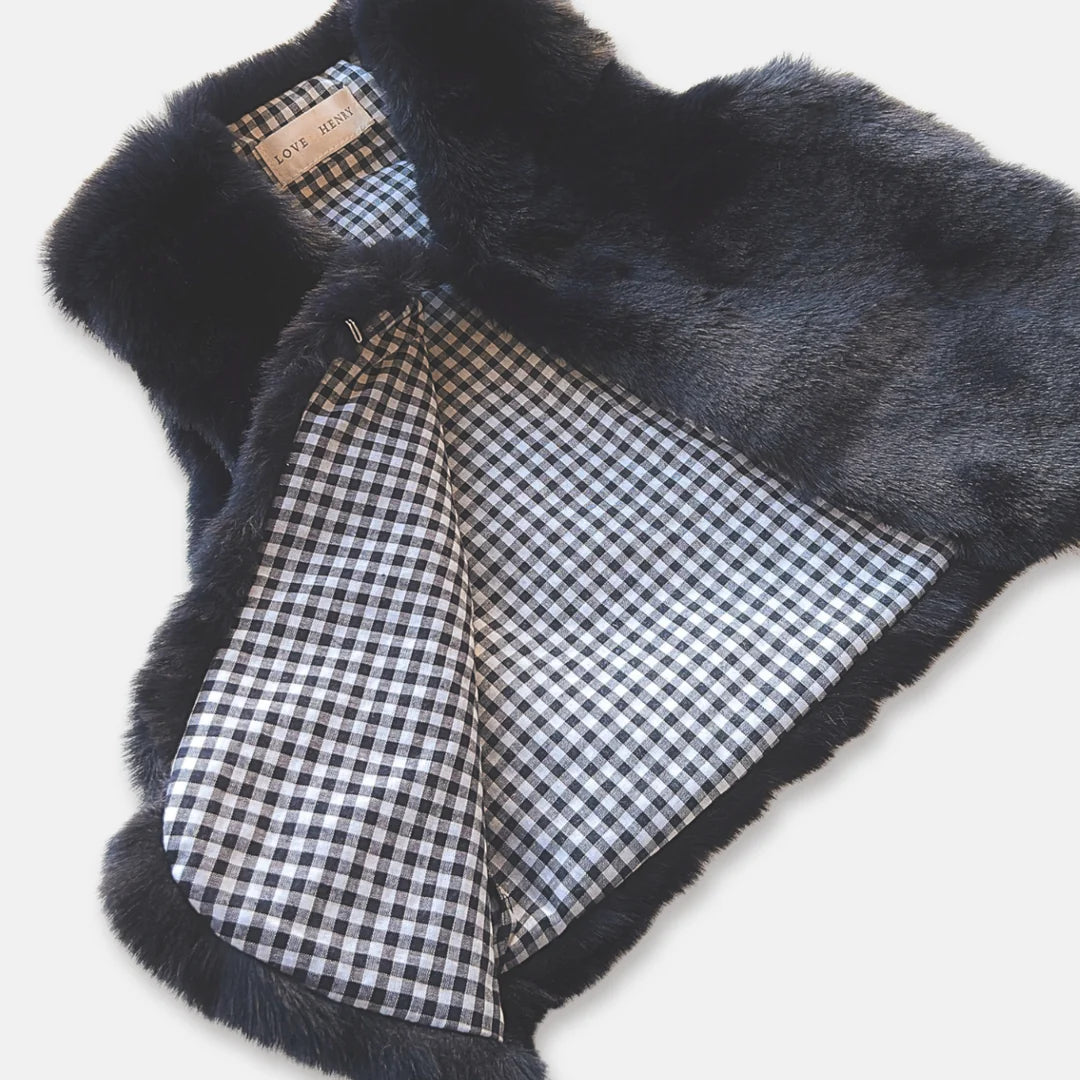 Girls Fur Vest - Navy