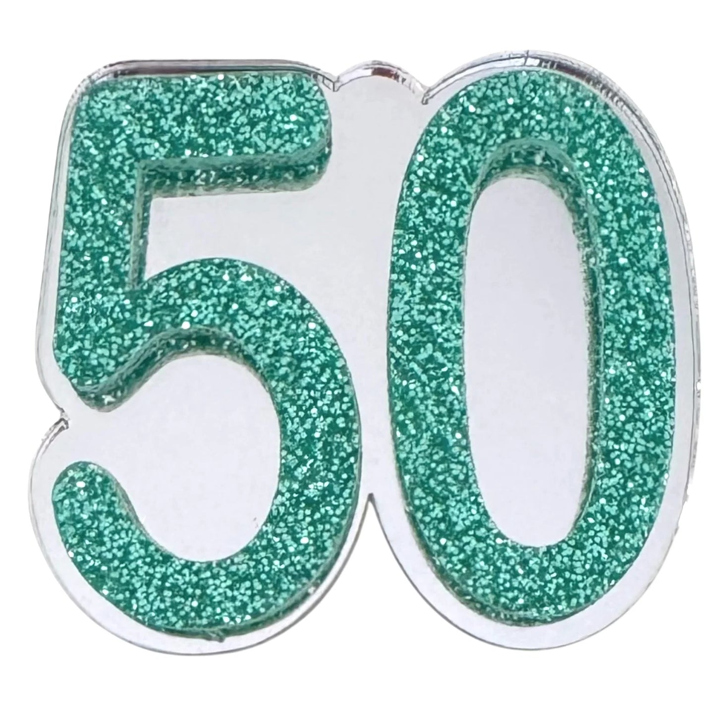50 Birthday Brooch (Silver / Green)