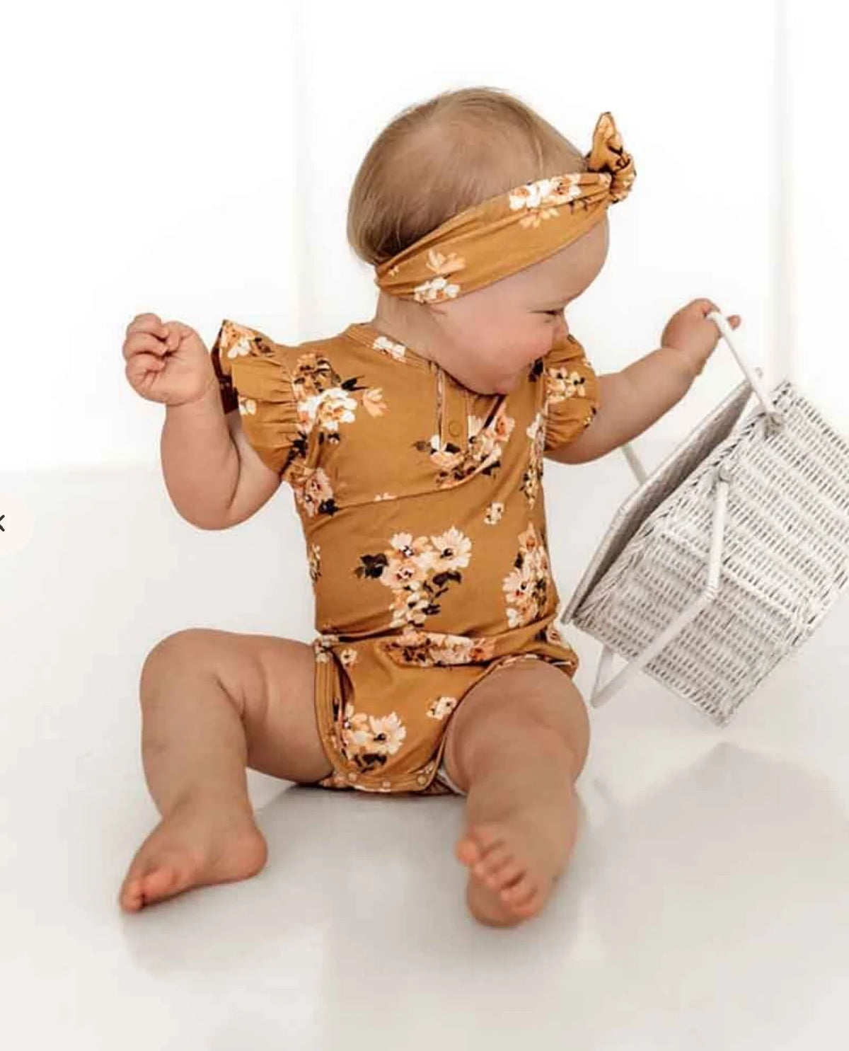 Golden Flower Short Sleeve Organic Bodysuit