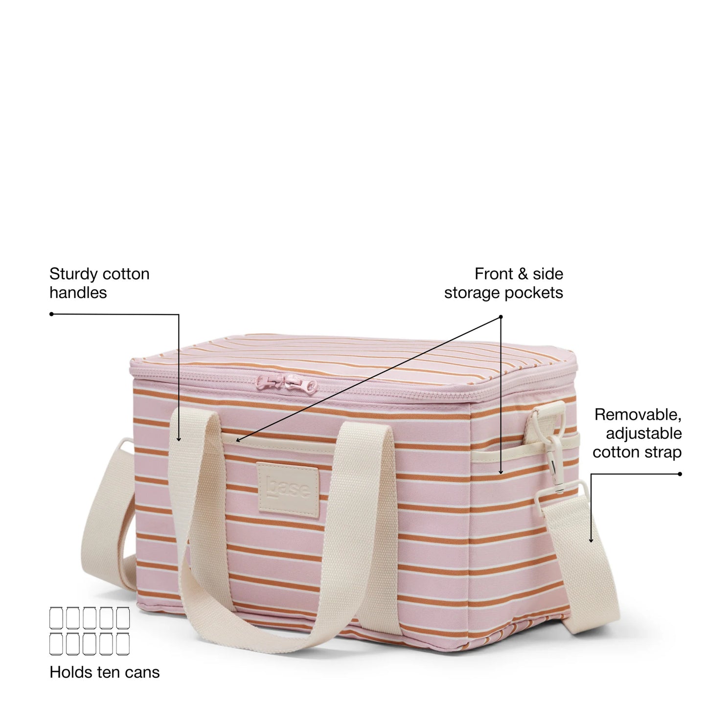 Lunch Base Bag Soft pink/rust stripe