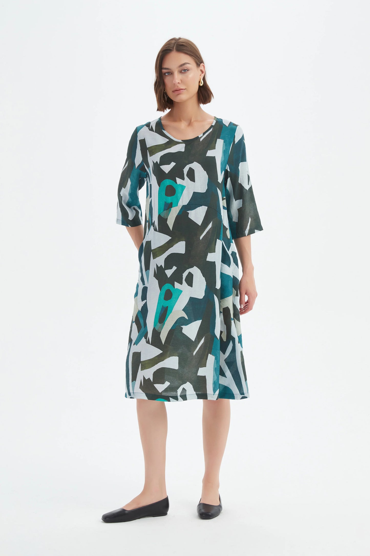 Curve Seam Print Dress