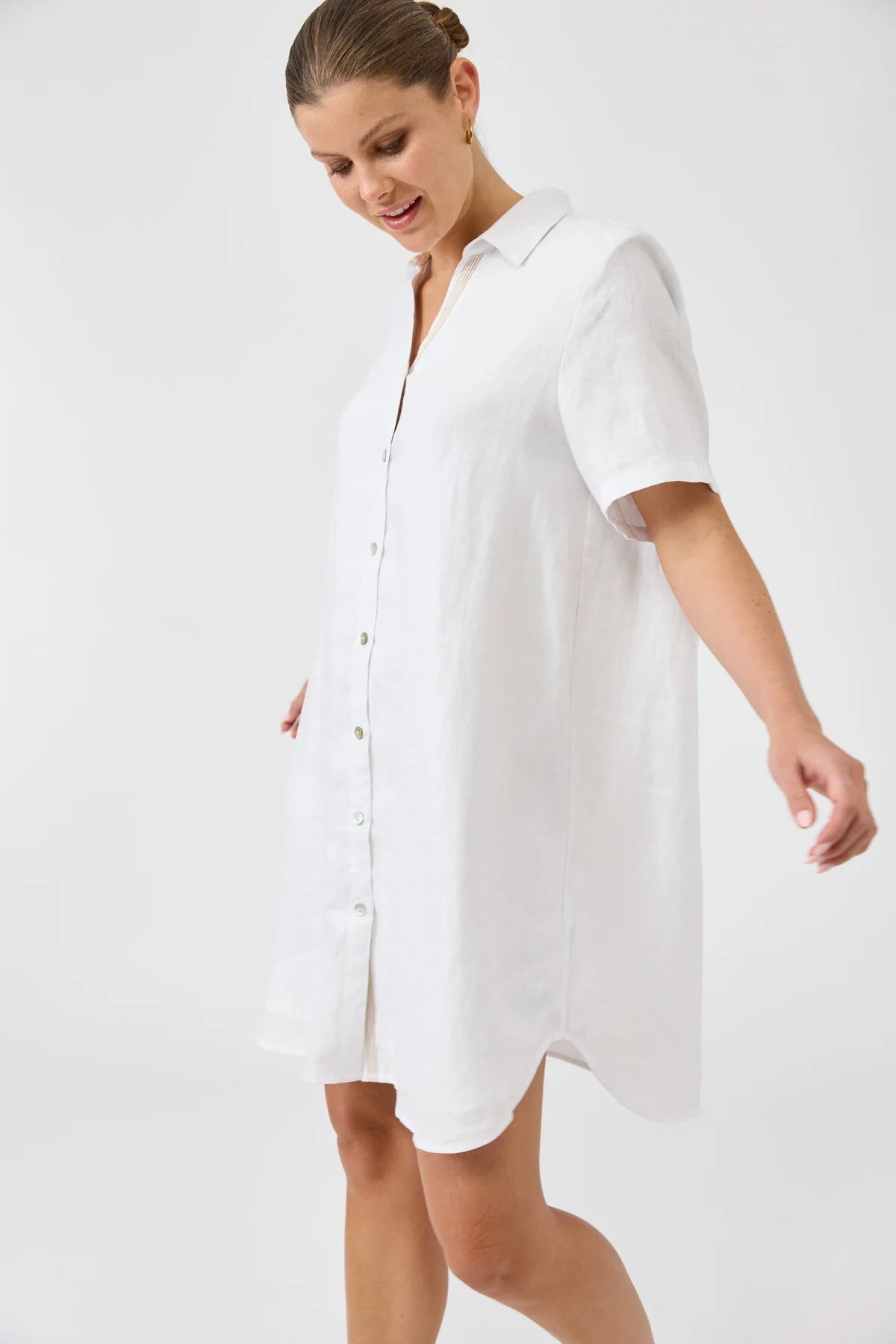 Studio Short Shirt Dress White