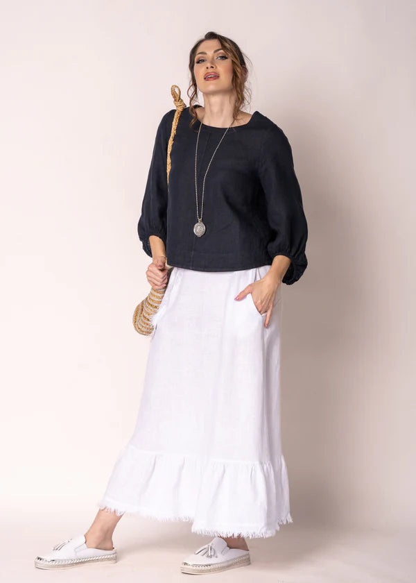 “Gessica Linen Skirt White
