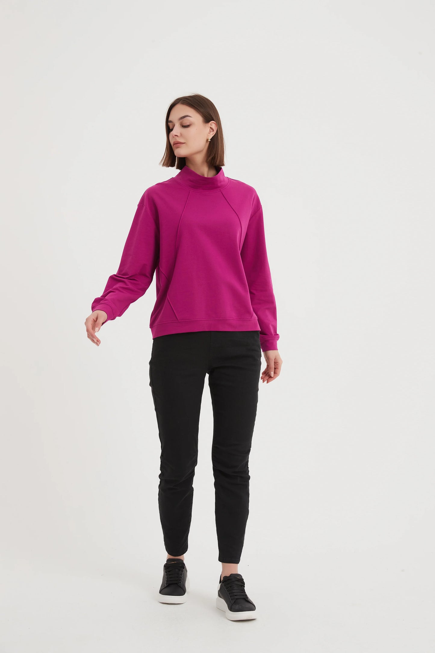 SEAM DETAIL SWEAT FUSCHIA