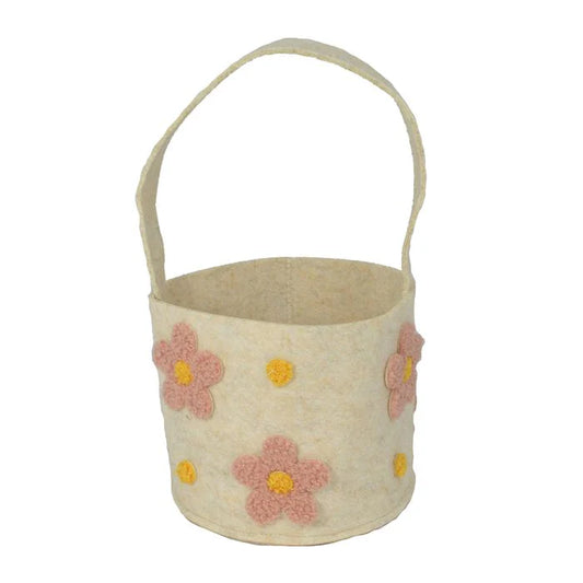 Easter Basket Felt - Natural & Pink - 16 x 30 cm
