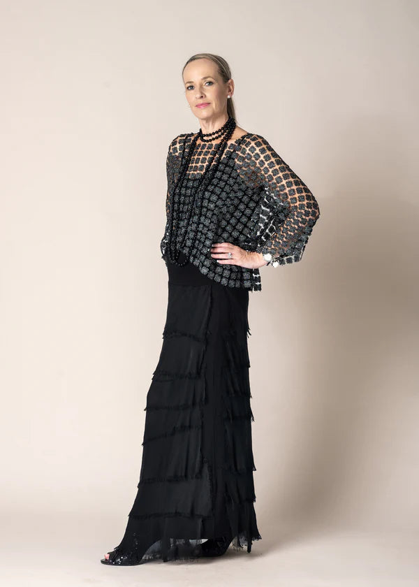 Carera Woven Metallic Top Onyx (One Size)