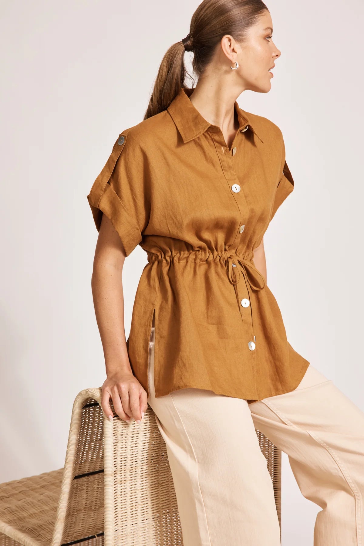 Miramar Tie Shirt Camel (One Size)
