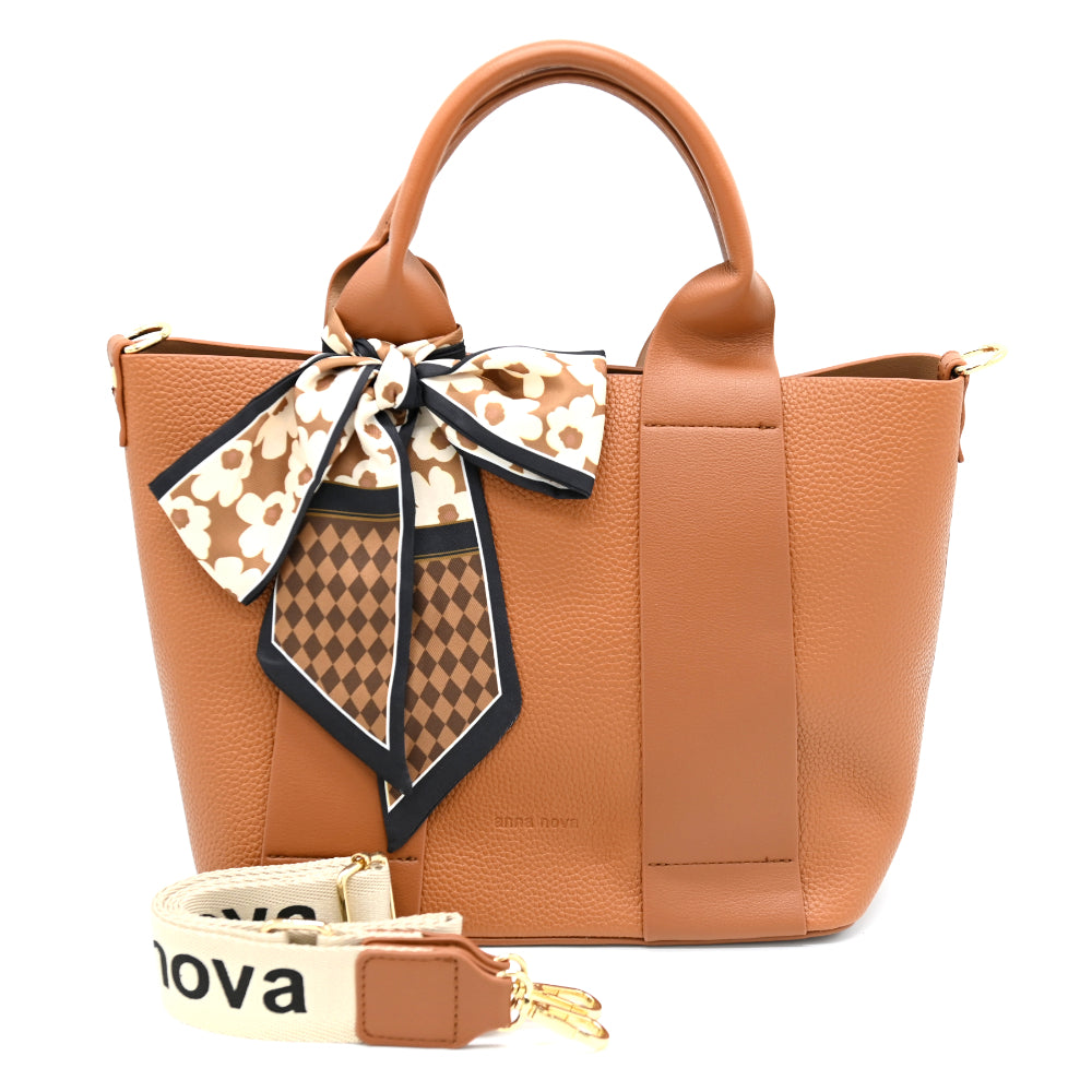 Brown Messenger Bag with Print Scarf