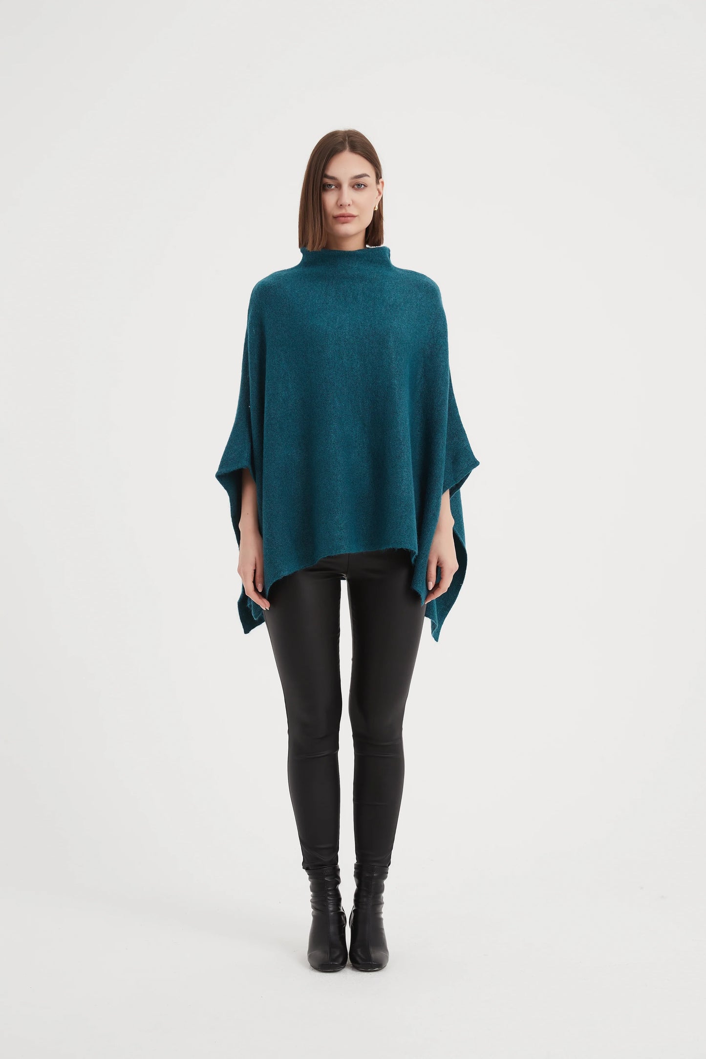 Funnel Neck Shawl Teal Blue (One Size)