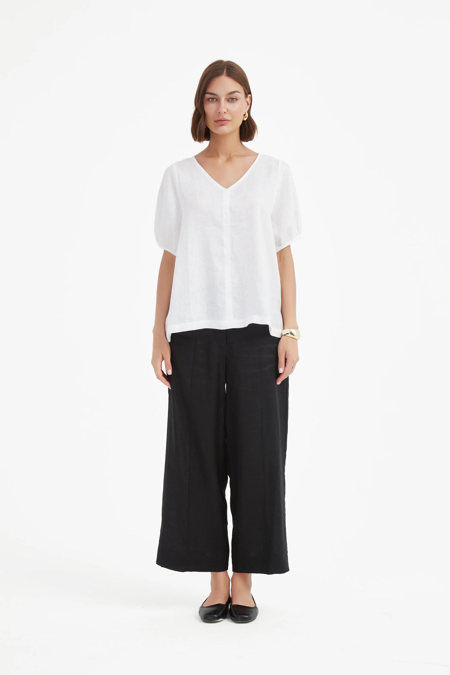 Bishop Sleeve Top - White