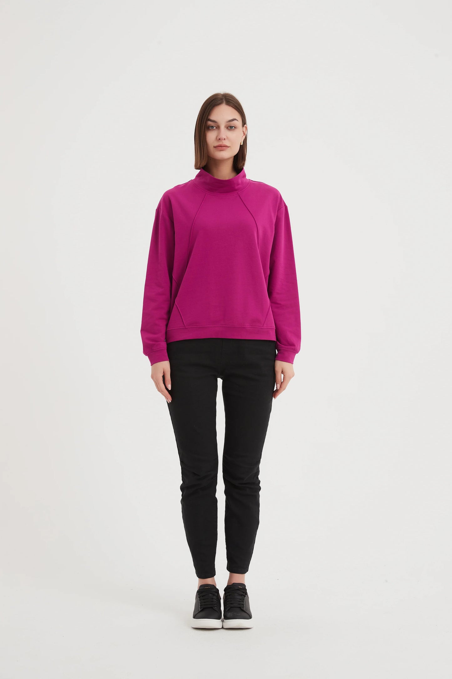 SEAM DETAIL SWEAT FUSCHIA