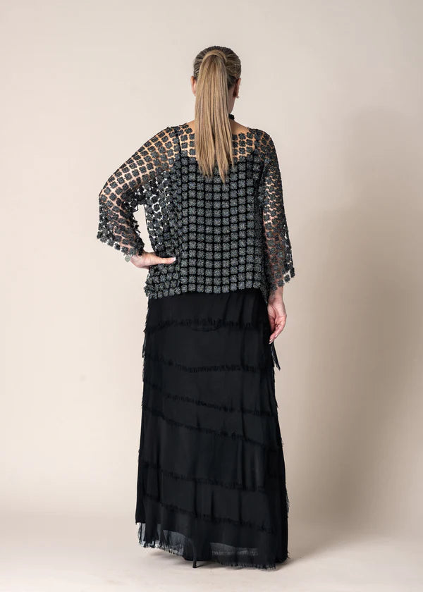 Carera Woven Metallic Top Onyx (One Size)